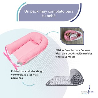 Foto 3 | Foto 3 | Nido Rosa Para Bebé + Cobija Gris De Fleece Para Bebé