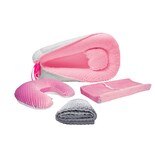 Nido Bebé + Cambiador + Almohada Lactancia Rosa + Cobija Gris