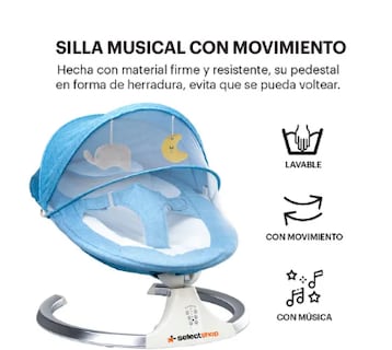 Foto 2 | Foto 2 | Mecedora Eléctrica Acero Para Bebe Resistente Con Movimiento 4 Velocidades Incluye Bocina