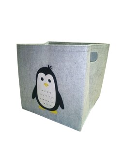 Foto 2 | Foto 2 | Cesto Organizador De Ropa, Pañales O Juguetes Baby Room, Diseño Cuadrado Pingüino Negro/blanco Y Gris.