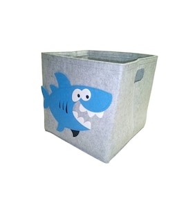 Foto 2 | Foto 2 | Cesto Organizador De Ropa, Pañales O Juguetes Baby Room, Diseño Cuadrado Tiburón, Azul Blanco Y Gris.