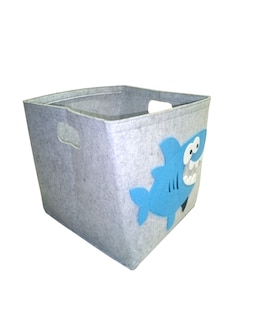 Foto 3 | Foto 3 | Cesto Organizador De Ropa, Pañales O Juguetes Baby Room, Diseño Cuadrado Tiburón, Azul Blanco Y Gris.