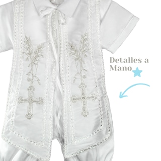 Foto 3 | Foto 3 | Traje Ropon Bautizo Niño + Kit Vela Trajecito Bebé Espigas Blanco