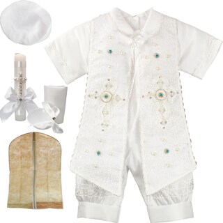 Foto 1 | Foto 1 | Traje Ropon Bautizo Niño + Kit Vela Trajecito Bebé Mateo Blanco