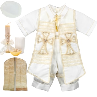 Foto 1 | Foto 1 | Traje Ropon Bautizo Niño + Kit Vela Bebé Santiago Beige