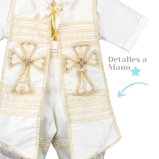 Foto 3 | Foto 3 | Traje Ropon Bautizo Niño + Kit Vela Bebé Santiago Beige