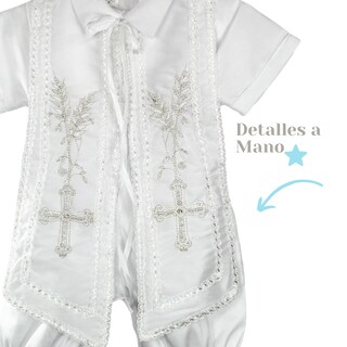 Foto 3 | Foto 3 | Traje Ropon Bautizo Niño + Kit Vela Trajecito Bebé Espigas Blanco
