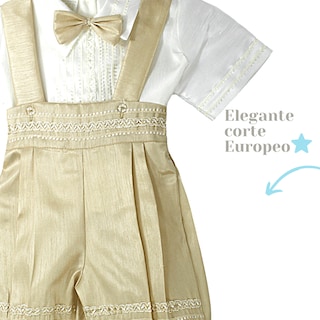 Foto 3 | Foto 3 | Traje Bautizo Niño Bombacho Ropón + Kit Vela + Boina Israel Beige