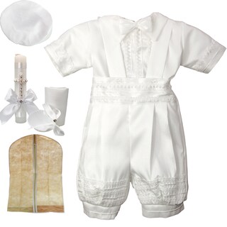 Foto 1 | Foto 1 | Traje Bautizo Niño Bombacho Ropón + Kit Vela + Boina Israel Blanco