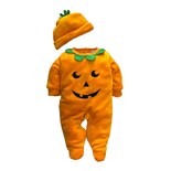 Mameluco Baby Kisses 0368-18 Halloween Calabaza Naranja con Gorro