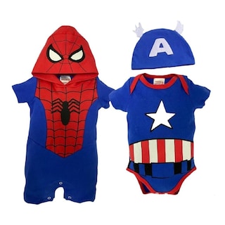 Foto 1 | Foto 1 | Kit 2 Pañaleros de Algodón Marvel Spiderman y Capitán América Azules
