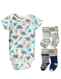 Foto 1 | Foto 1 | Kit 3 Piezas Bebé Niño Onesies Pañalero Y Calcetines Multicolor Op2197hk
