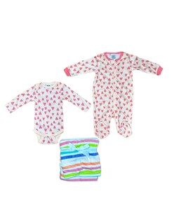 Foto 1 | Foto 1 | Kit 3 Piezas Bebé Niña Onesies Mameluco Pañalero Y Cobija Multicolor Op2209hk