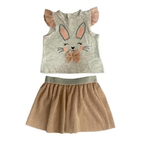 Conjunto Blusa y Falda para Niña Kiss Estampada color Rosa