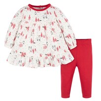 Conjunto Gerber Niña Blanco Rojo Con Vestido Y Leggings
