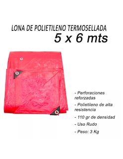 Foto 7 | Foto 7 | Lona De Polietileno Uso Rudo Termosellada Roja 110 Gr 5x6 M