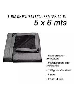 Foto 6 | Foto 6 | Lona De Polietileno Uso Super Rudo Gris/negro 180 Gr 5x6 M