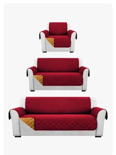 Foto 1 | Foto 1 | Protector Cubre Sala Sofá Capitoneado Doble Vista 3 Piezas Color Terracota Y Vino