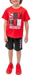 Foto 3 | Foto 3 | Skechers Conjunto Deportivo Para Niño, 4 Piezas Con Camisetas Y Shorts Súper Cómodos Para Actividades Y Juego