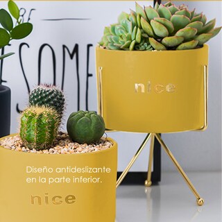 Foto 6 | Foto 6 | Macetero con Soporte de Hierro Iliosinnova Nice 12 cm de alto Amarillo de Cerámica