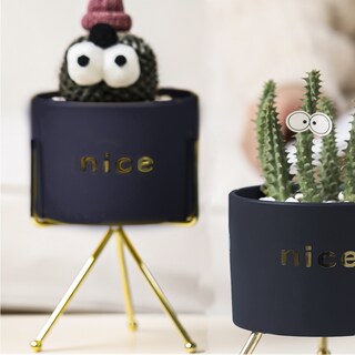 Foto 3 | Foto 3 | Macetero con Soporte de Hierro Iliosinnova Nice 17 cm de alto Azul Marino de Cerámica