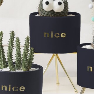 Foto 4 | Foto 4 | Macetero con Soporte de Hierro Iliosinnova Nice 17 cm de alto Azul Marino de Cerámica