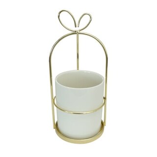 Foto 1 | Foto 1 | Macetero con Asa de Hierro Ilios Innova Vaso Organizador de Cerámica Multifuncional Dorado