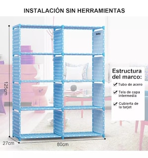 Foto 2 | Foto 2 | Librería Y Cubos Organizadores, Almacenamiento De Muebles Azul