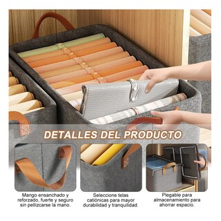 Foto 2 | Foto 2 | 2pcs Cajas Organizadoras De Tela Con Tapa Y Soporte De Acero Café Tapa Asas Belug