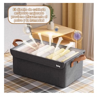 Foto 4 | Foto 4 | 2pcs Cajas Organizadoras De Tela Con Tapa Y Soporte De Acero Café Tapa Asas Belug