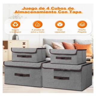 Foto 2 | Foto 2 | Cajas Organizadoras 4 Units De Tela Plegable C/ Tap Belug, Gris