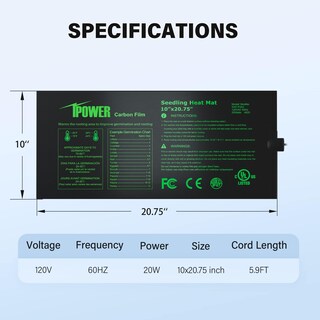 Foto 6 | Foto 6 | Película De Carbono Mejorada Seeding Heat Mat Ipower De 10 X 20,75 Pulgadas - Venta Internacional.
