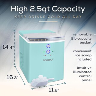 Foto 2 | Foto 2 | Máquina Para Hacer Hielo, Encimera Eléctrica Igloo, 15 Kg/24 H, Color Aguamarina - Venta Internacional.