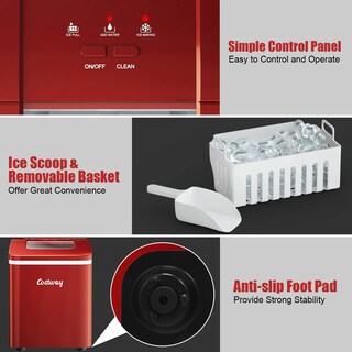 Foto 6 | Foto 6 | Máquina De Hielo Para Encimera Costway, 26 Libras/24 Horas, Autolimpiante, Roja - Venta Internacional.