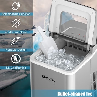 Foto 4 | Foto 4 | Máquina De Hielo Para Encimera Costway, 26 Libras/24 Horas, Autolimpiante, Plateada - Venta Internacional.
