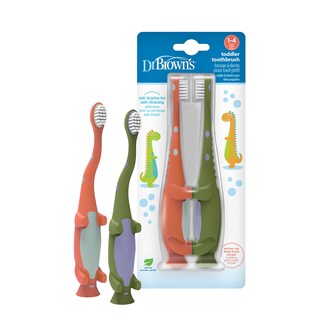 Foto 1 | Foto 1 | Cepillo De Dientes Dr. Brown's Para Bebés Y Niños Pequeños, Diseño De Dinosaurio Verde/naranja - Venta Internacional.