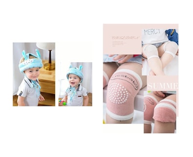 Foto 3 | Foto 3 | Casco para Bebés Antigolpes más Rodilleras Azul
