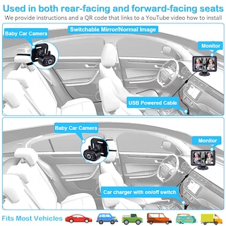 Foto 6 | Foto 6 | Cámara De Coche Para Bebés Rohent Usb Hd 1080p De 5 Pulgadas Con Visión Nocturna - Venta Internacional.