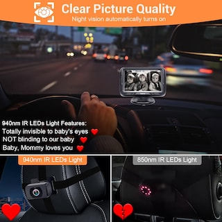 Foto 3 | Foto 3 | Cámara De Coche Para Bebés Rohent Hd 1080p Con Monitor Para Bebés Orientado Hacia Atrás - Venta Internacional.