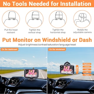 Foto 7 | Foto 7 | Cámara De Coche Para Bebés Rohent Hd 1080p Con Monitor Para Bebés Orientado Hacia Atrás - Venta Internacional.