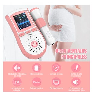 Foto 3 | Foto 3 | Detector De Frecuencia Cardíaca Fetal Doppler + Gel Batería Blanco/rosa