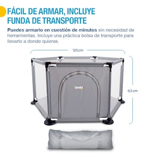 Foto 3 | Foto 3 | Corral para Bebé Portátil Interior Exterior Bolsa De Viaje, Shimy Gris 83282-gl