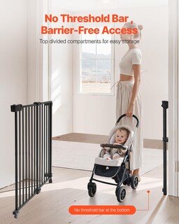 Foto 2 | Foto 2 | Baby Gate Vevor Ajustable De 75 A 109,2 Cm De Ancho Y 71 Cm De Alto, Color Negro - Venta Internacional.