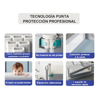 Foto 4 | Foto 4 | Barandales Barrera Protector Cama Bebe Eo Safe Imports Esi-21254 Gris