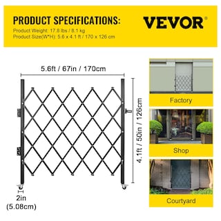 Foto 7 | Foto 7 | Puerta De Seguridad Plegable Vevor Individual De 1,31 M De Alto X 1,68 M De Ancho, Acero - Venta Internacional.