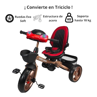 Foto 4 | Foto 4 | Triciclo Infantil Tipo Carriola Con Bastón Ajustable Luz Y Sonido - Rojo