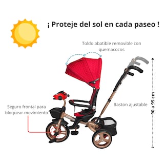 Foto 5 | Foto 5 | Triciclo Infantil Tipo Carriola Con Bastón Ajustable Luz Y Sonido - Rojo