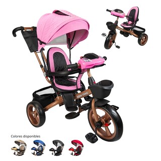 Foto 1 | Foto 1 | Triciclo Infantil Tipo Carriola Con Bastón Ajustable Luz Y Sonido - Rosa