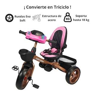 Foto 4 | Foto 4 | Triciclo Infantil Tipo Carriola Con Bastón Ajustable Luz Y Sonido - Rosa