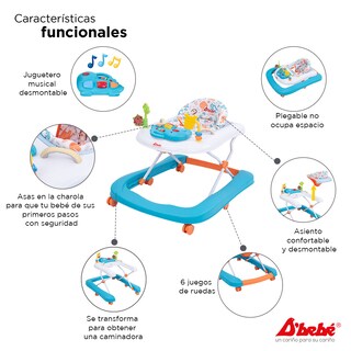 Foto 2 | Foto 2 | Andadera Caminadora D'bebé Jungle 2 en 1 Azul + Blanco